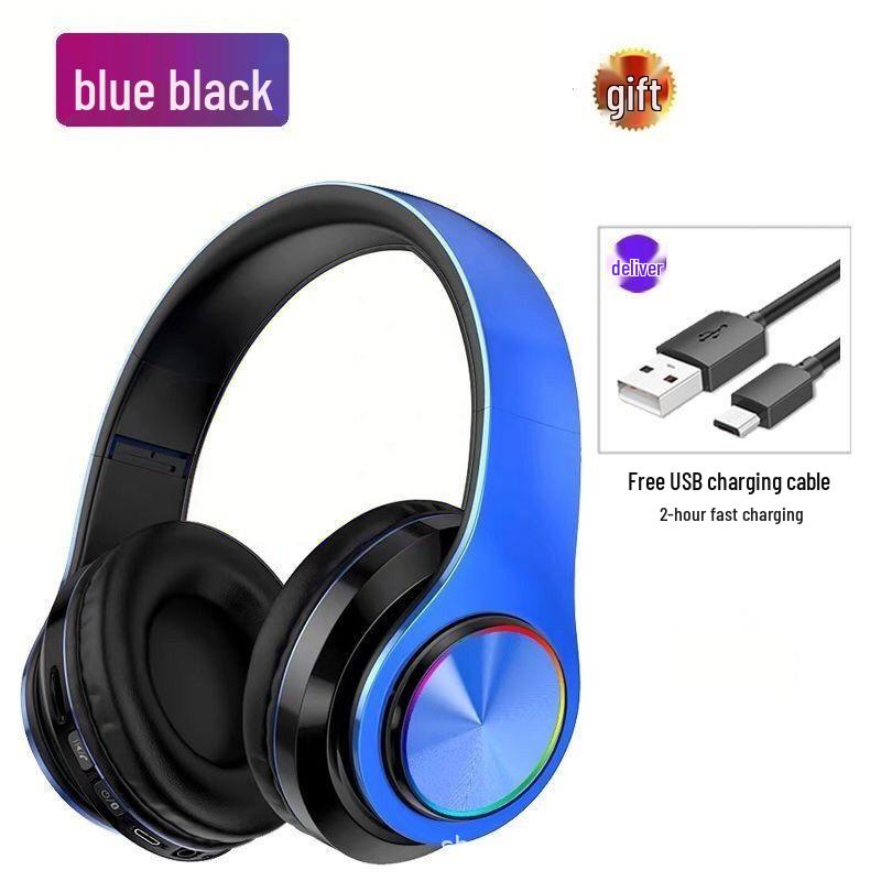 Светящаяся беспроводная Bluetooth спортивная гарнитура с усиленным басом и микрофоном
