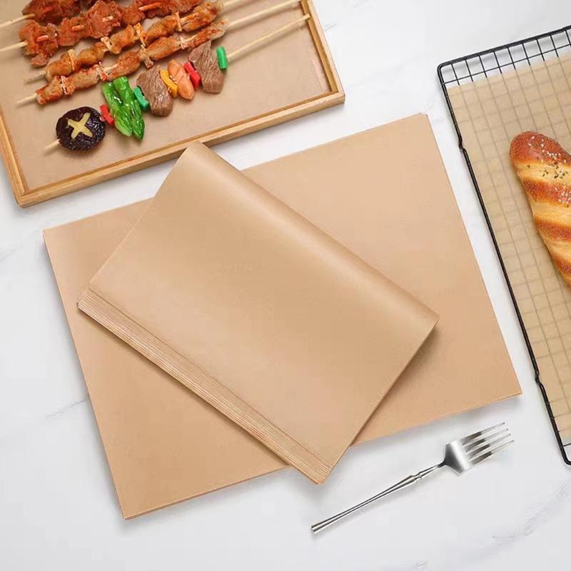 100 Pcs Paper Food Grade Baking Sheets Non-Stick Oil-Proof Baking Paper Oven Liner Sheet BBQ Pad for Baking and Barbecue Air Fryer Paper