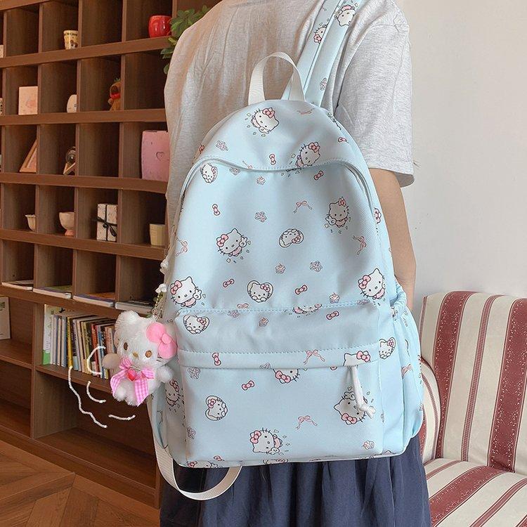 Schoolbag cute cartoon kt cat schoolbag girl junior high school Japanese ins niche casual backpack college student travel bag