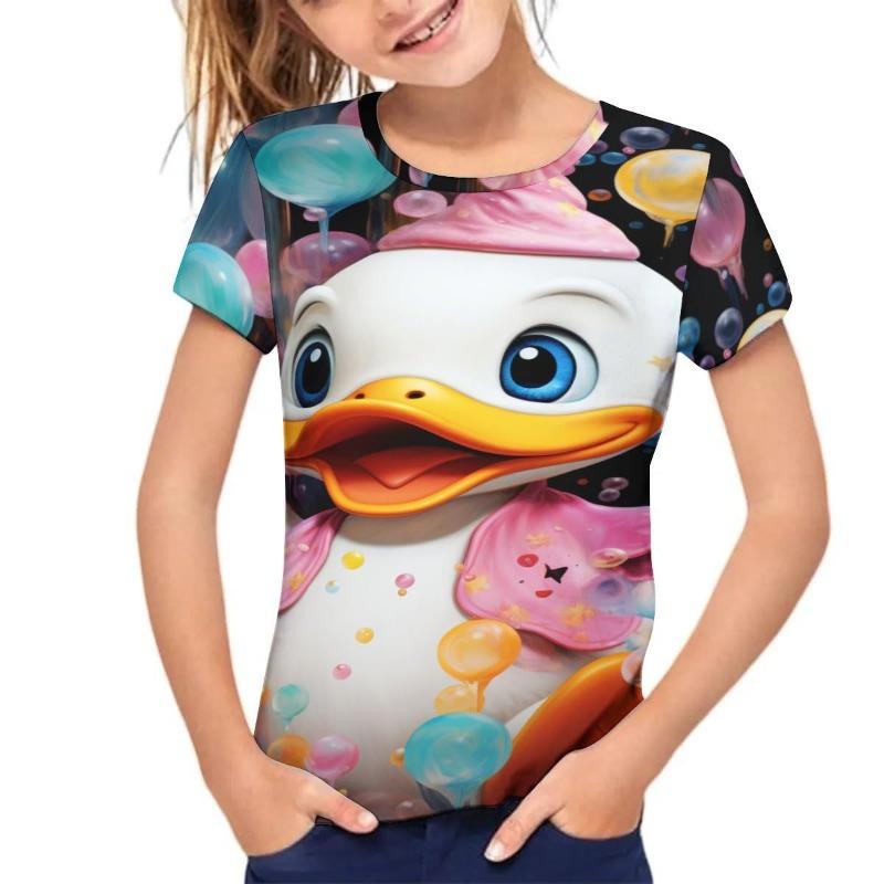 Детская футболка Летняя детская Милая анималистичная принт Стиль Простой повседневный круглый вырез свитер с короткими рукавами футболка