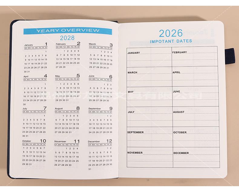 Английский планировщик на 2026-2028 годы: Утолщенный еженедельник и ежемесячник