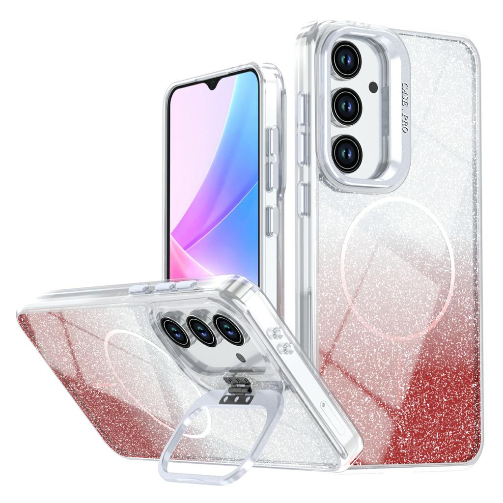 For Samsung Galaxy S25 FE Magnetic Case Gradient Glitter Shockproof TPU PC Phone Cover