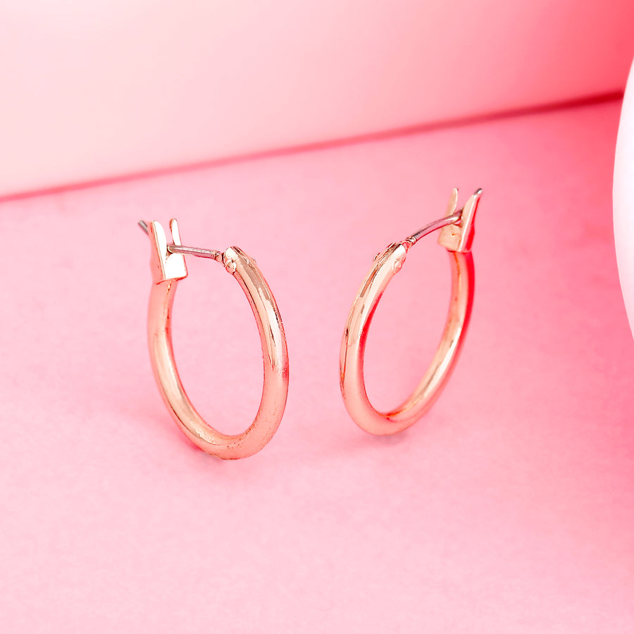 Классические женские серьги-кольца Estele с покрытием из розового золота