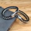 Genuine Leather Chain Bracelet For Men Magnetic Stainless Steel Clasp In Black Silver Gold Exclusive Jewellery Great Gift Idea