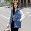 Women Autumn Winter Short Hooded Vest Coat With Belt Outwear Overcoat Oversized Puffer Jacket Cotton Padded Parkas Waistcoat