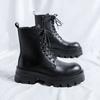 Роскошные брендовые черные ботильоны мужские ботинки из натуральной кожи с круглым носком 2024 года модные рабочие ботинки для улицы удобные противоскользящие мотоциклетные ботинки