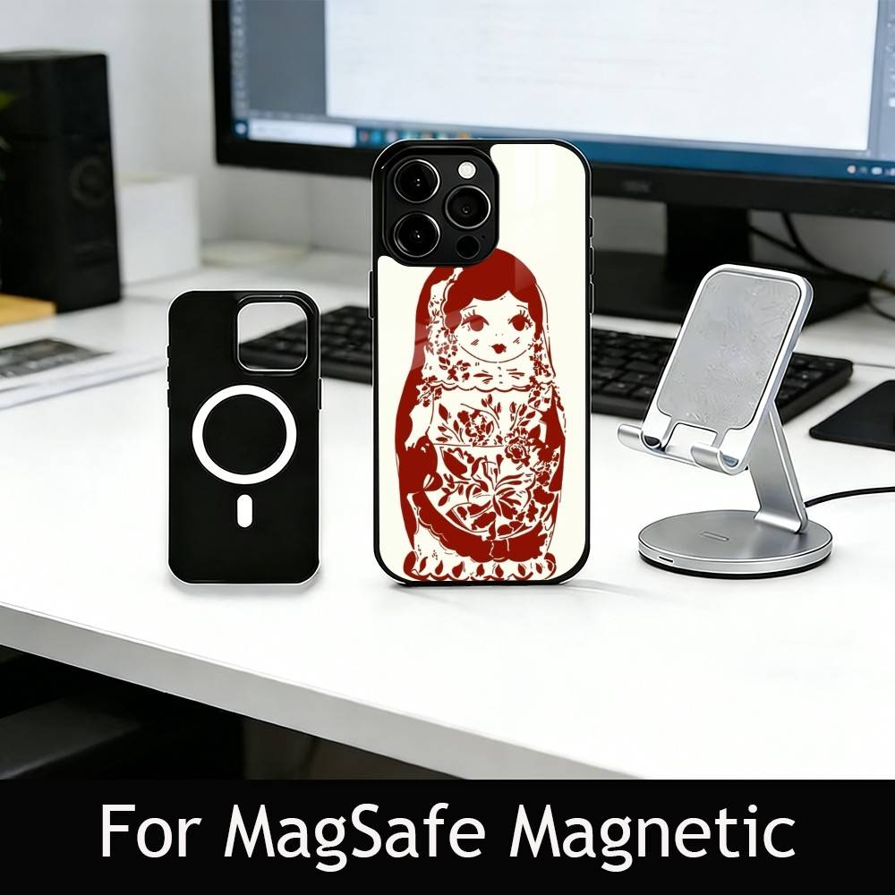 Adorable Russian Folk Art Doll Phone Case For iPhone17,16,15,14,13,12,11 Plus,Pro Magnetic For Magsafe Wireless Charging