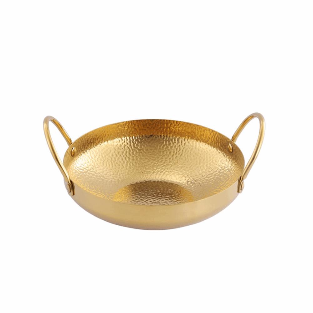 304 Stainless Steel Korean-style Seafood Paella Pan Hammered Pattern Saucepan Restaurant