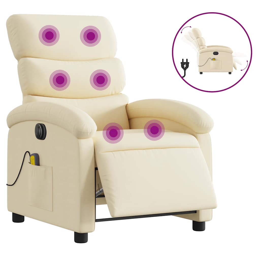Electric Massage Chair Cream Fabric
