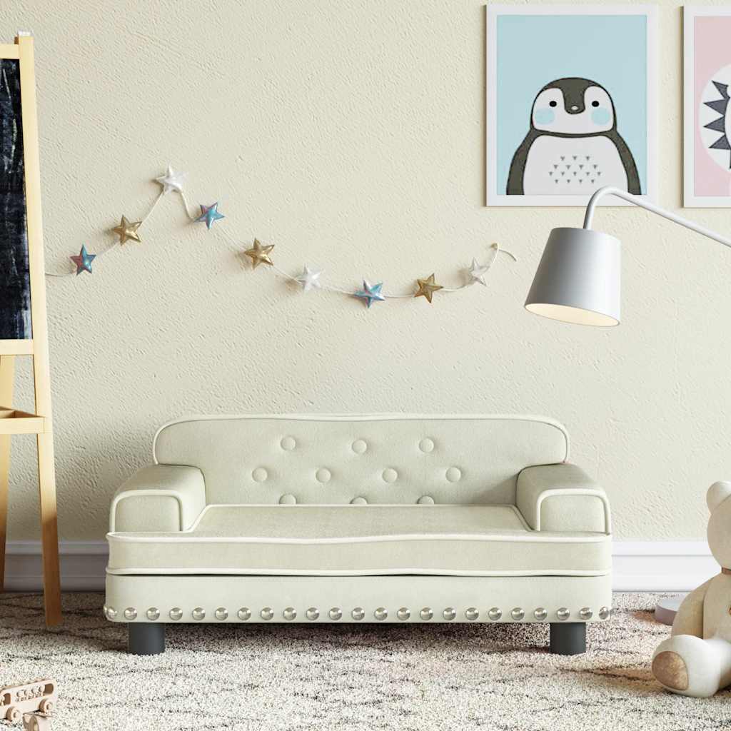 Kids Sofa Cream 70x45x30 cm Velvet