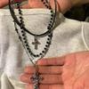 Новое острое ожерелье-крест с несколькими слоями, панк-бусины, длинная подвеска, ретро, милое, крутое, хип-хоп, женский подарок, креативная мода