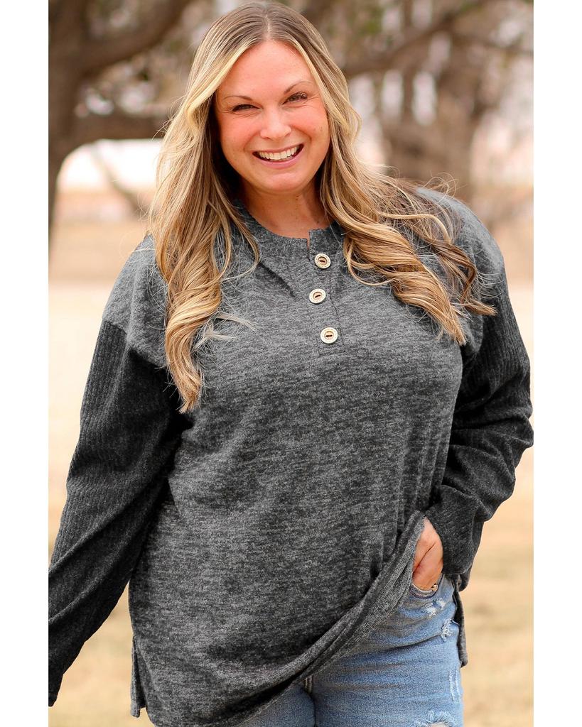 Azura Exchange Классический черный топ-хенли в рубчик