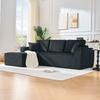 Fully compressed L-shaped corduroy sofa, 2-person seating group + chaise longue corner, soft high-density foam padding, for living room, Black