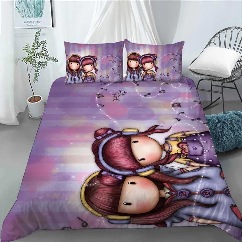 Anime Girl Down Quilt Cover Set King Bedding Set With Pillowcase Quilt Cover Three-Piece Set