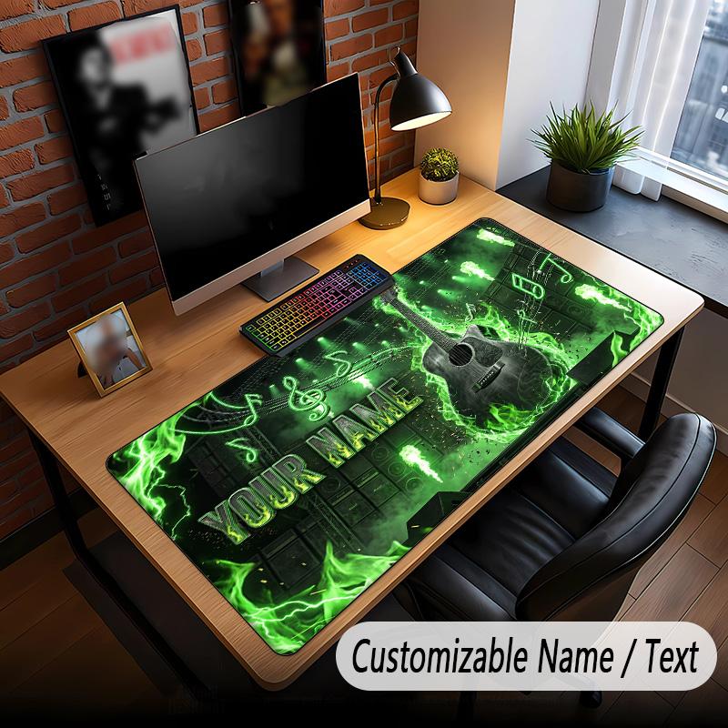 Music Guitar Theme Custom Mouse Pad Personalized With Name Text Customized Desk Mat For Office Home Decor