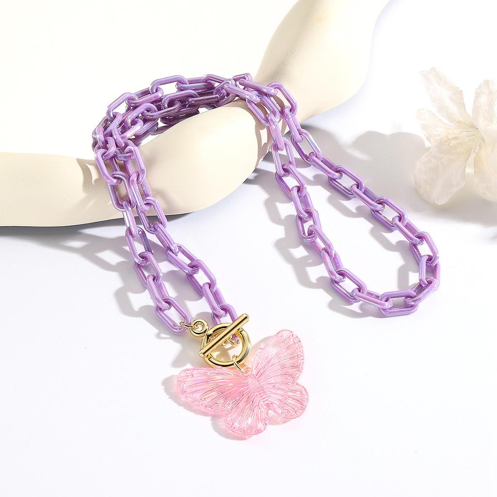 Ожерелье для женщин, маленькое, свежее, смоляное, акриловое, бабочка, ожерелье для женщин, премиум-класса, бабочка Sense Dopamine, не теряет цвет, женское, летнее