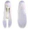 80cm Long Synthetic White Purple Cosplay Wigs Green Hair Straight Silver Wig Pink Hairpiece Lolita Wig with Bangs