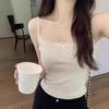 2025 Summer Women's Lace Camisole with Bow and Elastic Splicing - Sweet White BM Vest