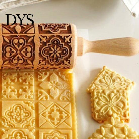 Скалка для теста Практичная Деревянная для тиснения DIY Инструмент Цветок Узор Выпечка для Домашней Кухни