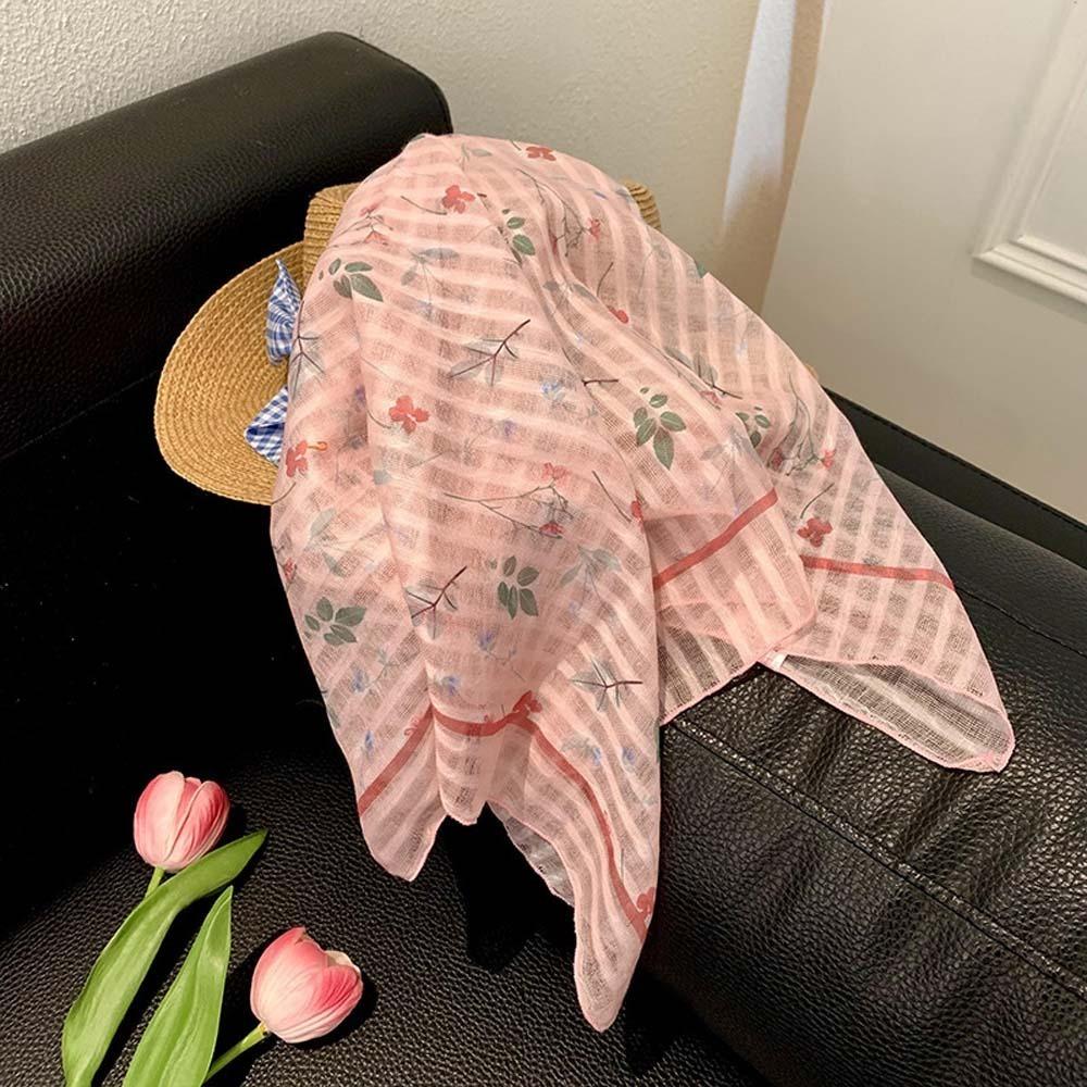 Breathable Spring Silk Scarf Sweat-absorption Square Hijab Scarf Sweet Scarves Vacation