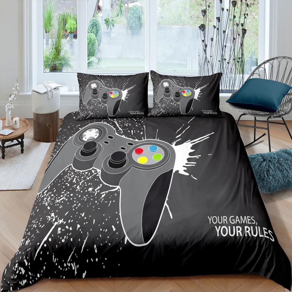 Комплект постельного белья с 3D-плеером, игровая ручка, пододеяльник, наволочка, 2/3 предмета, мягкое украшение для дома для мальчиков-энтузиастов игр и мужских комнат