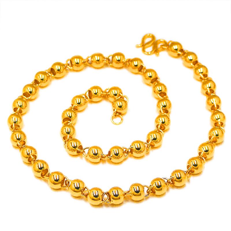 Vietnam Sand Gold Electroplated Copper Men's Buddhist Bead Necklace