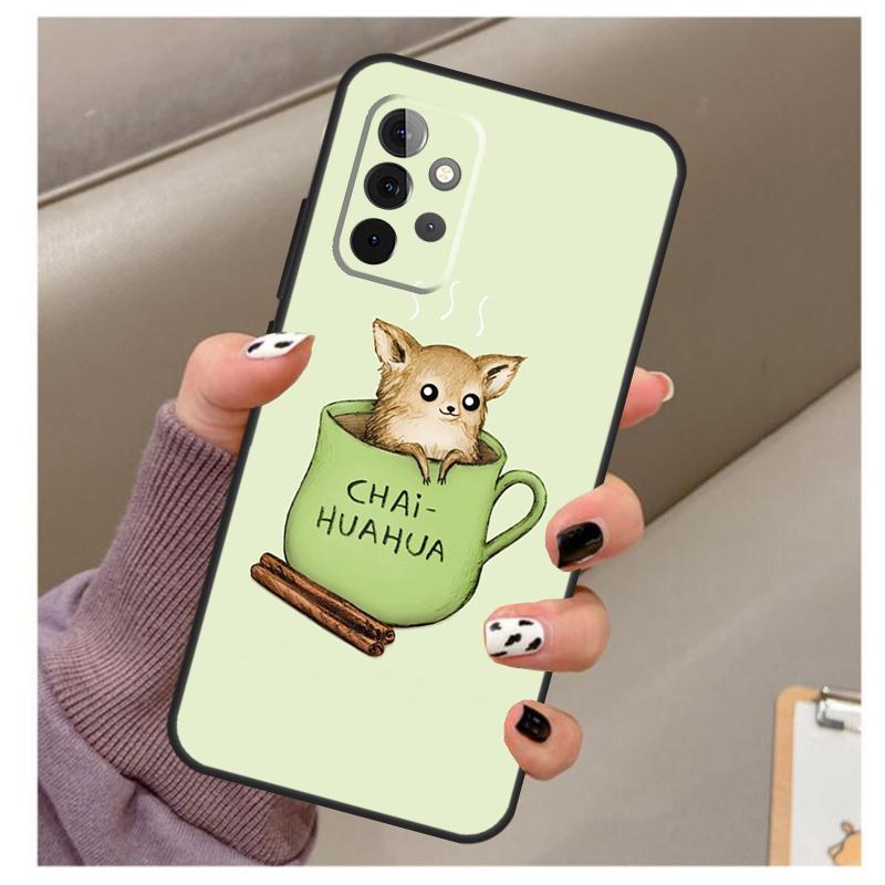 Chihuahua Face Floral Dog Case For Samsung Galaxy A33 A13 A53 A34 A54 A14 A15 A16 A26 A36 A56 A12 A32 A52 A06 A35 A55