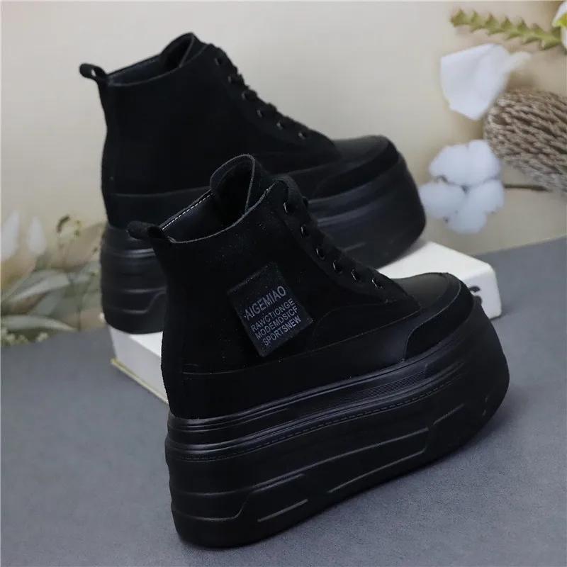 Fashion 14cm Women Ankle Boots Platform Wedge Sneakers Boots Spring Autumn Summer Boots Shoes for Women Booties