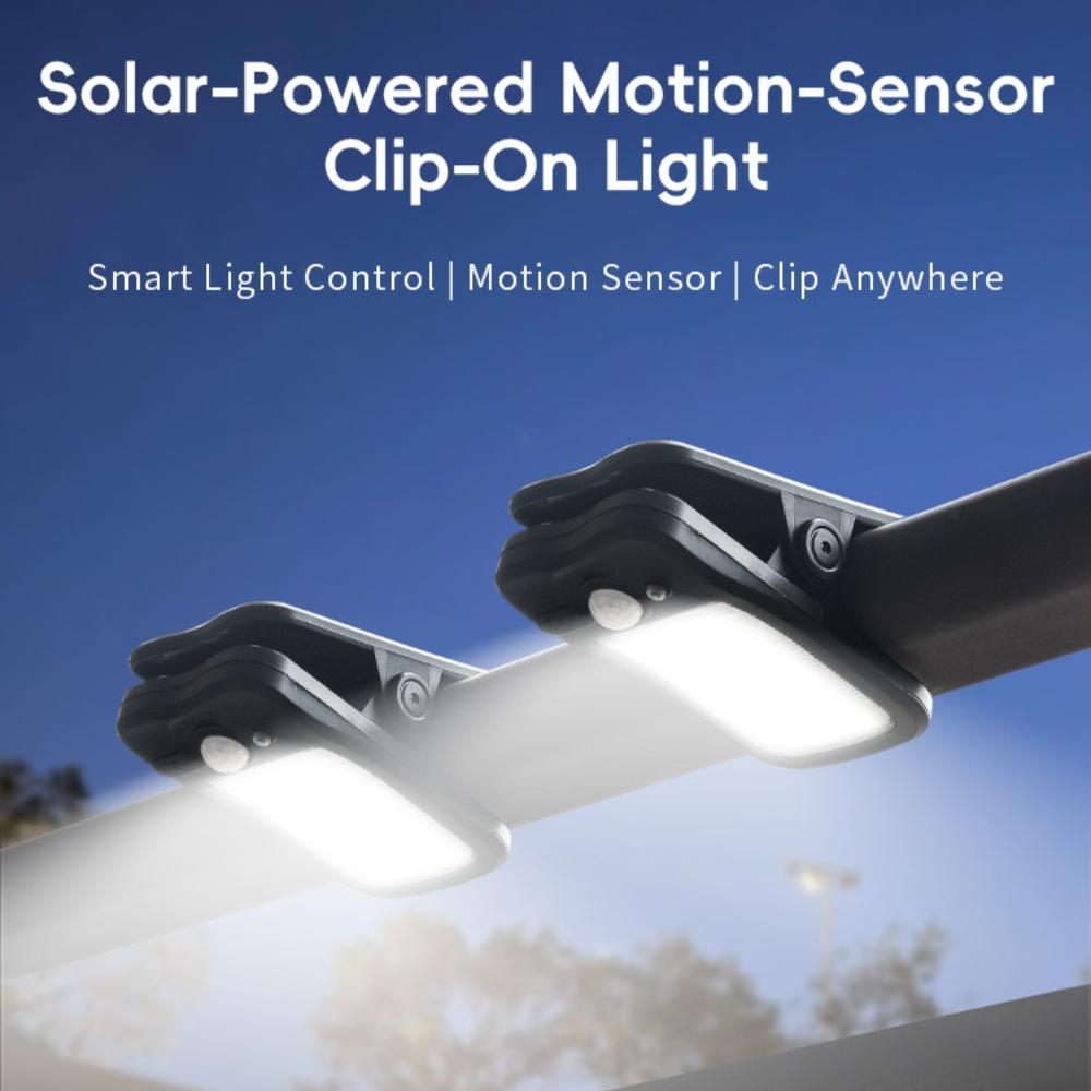 Светодиодный солнечный светильник на прищепке, умный, с датчиком движения, для улицы, для сада, водонепроницаемый, уличный светильник для палатки, гаража, двора, высокой яркости