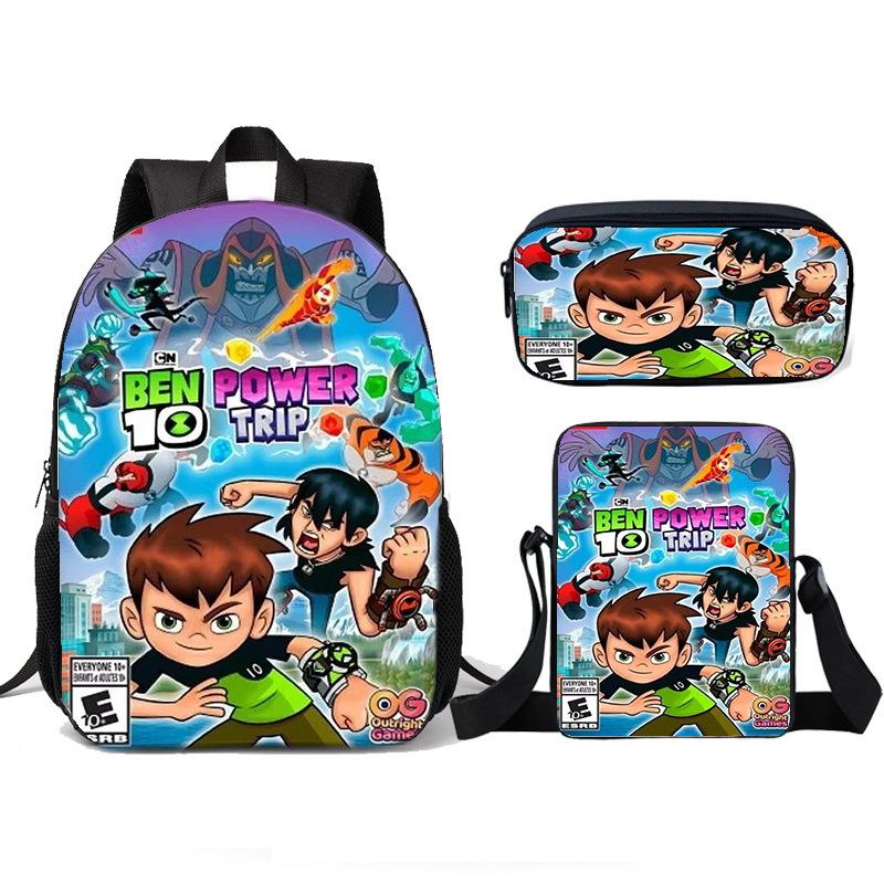 Рюкзак для подростка-хакера BEN10, рюкзак для начальной школы, набор из трех предметов, детский рюкзак, сумка через плечо, пенал