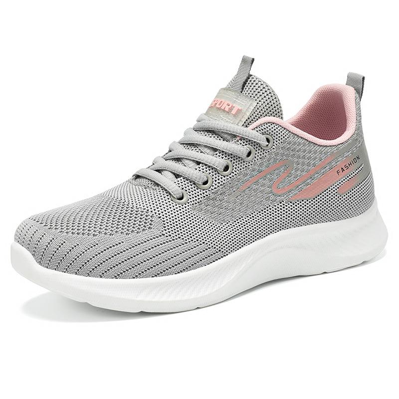 Женские летние кроссовки из сетки, дышащие, одинарные туфли, корейская версия, на шнуровке, с мягкой подошвой, для бега, для мамы, женская обувь