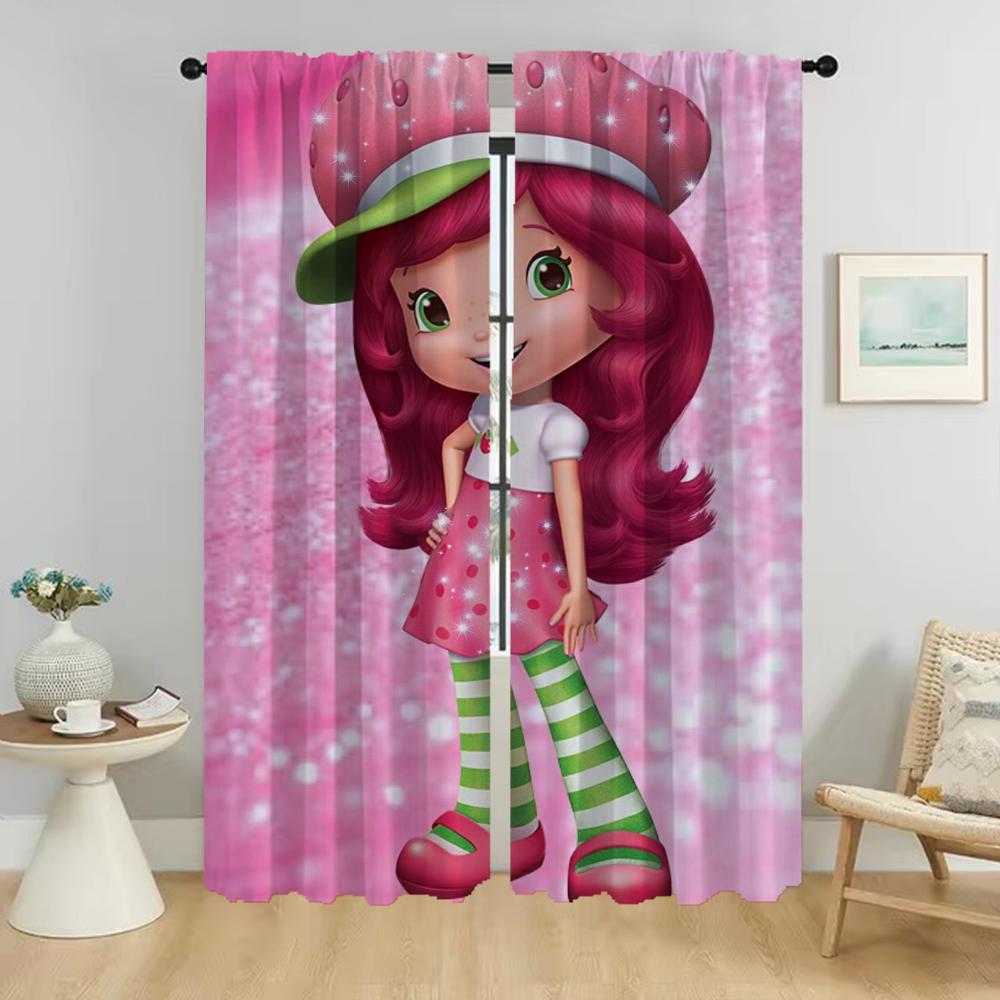 Шторы Strawberry Shortcake для комнаты, 2 панели, современные шторы для гостиной, перегородка, украшение на Хэллоуин, кухня