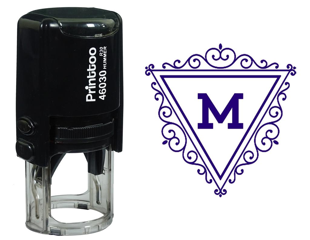 Printtoo M Alphabet Swirl Border Triangle Monogram Initial Self Inking Rubber Stamp Office