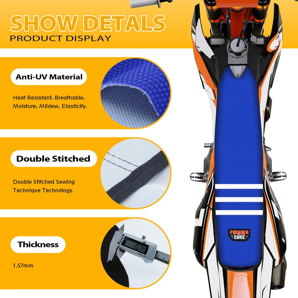 Powerzone Universal Striped Soft Seat Cover For KTM HUSQVARNA HONDA YAMAHA SUZUKI Motorcycle Waterproof Rubber Seat Cushions