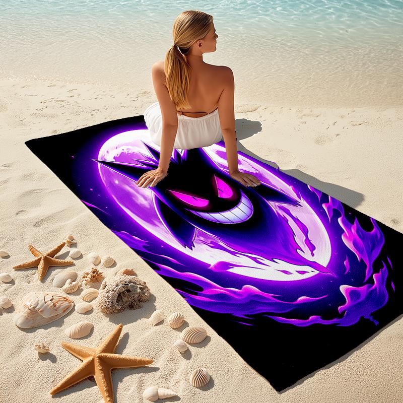 Beach Towel with Pokémon Gengar Pattern - soft,absorbent,machine washable Lightweight&Modern,swimming,Travel Essentials