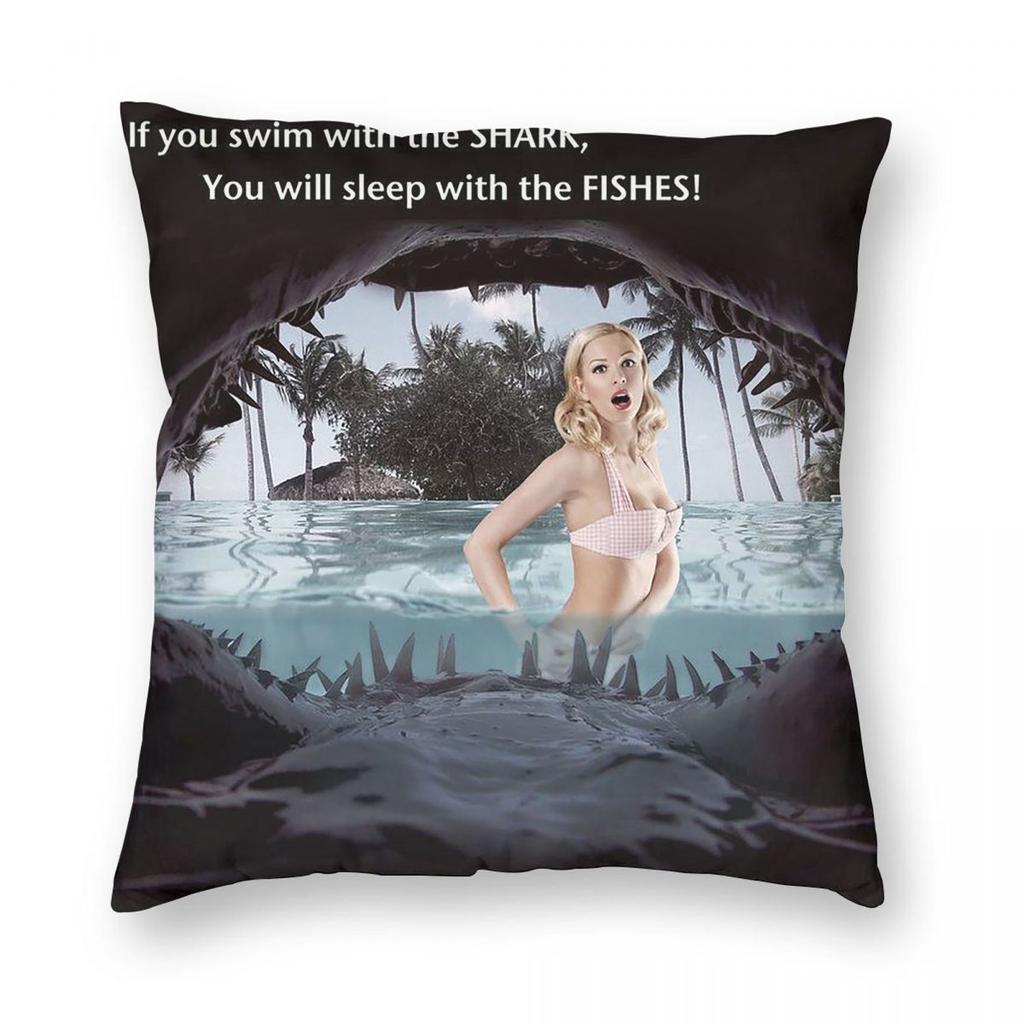 Horror Movie Jaws Square Pillowcase Pillow Cover Cushion Decor Comfort Throw Pillow for Home Car