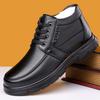 Мода 2025 Зимние Высокие Теплые Хлопковые Ботинки для Мужчин Модные Повседневные Черные Ботильоны на Шнуровке Мужские Новые Дизайнерские Деловые Кожаные Ботинки Мужские