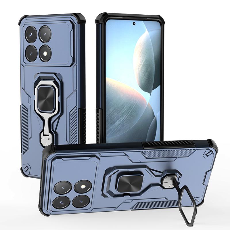 KEYSION Противоударный бронированный чехол для POCO F6 Pro Мягкий силикон+ПК Вертикальная металлическая кольцевая подставка Чехол для телефона для Xiaomi POCO X6 Pro 5G
