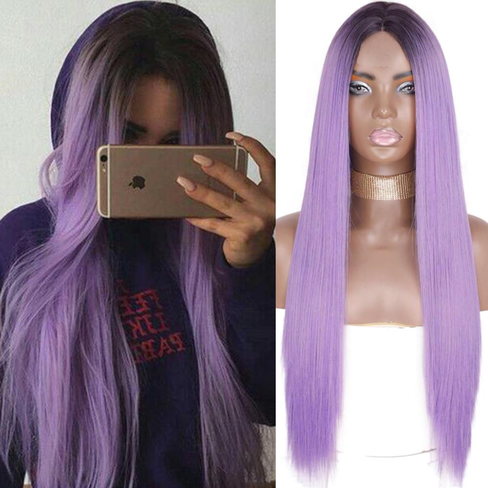 MISS WIG Synthetic Wigs for Women Long Straight Blonde Wig Without Bangs Front Lace Heat Resistant Fiber Long Straight Wig