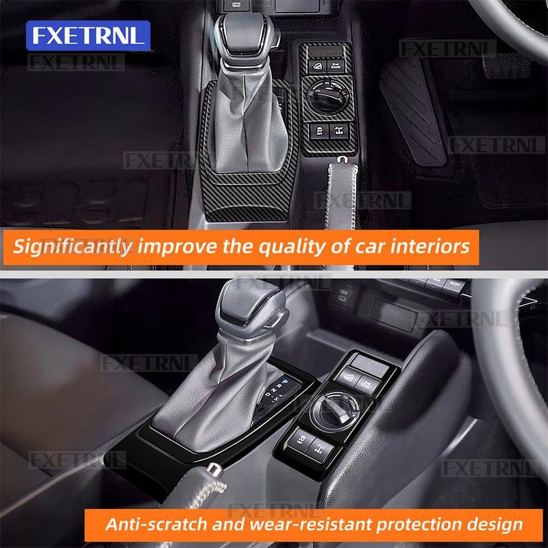 For Toyota Land Cruiser FJ 2026-2028 RHD Carbon Fiber Texture Center Console Gear Shift Frame Trim 2Pcs Interior Decor Trim