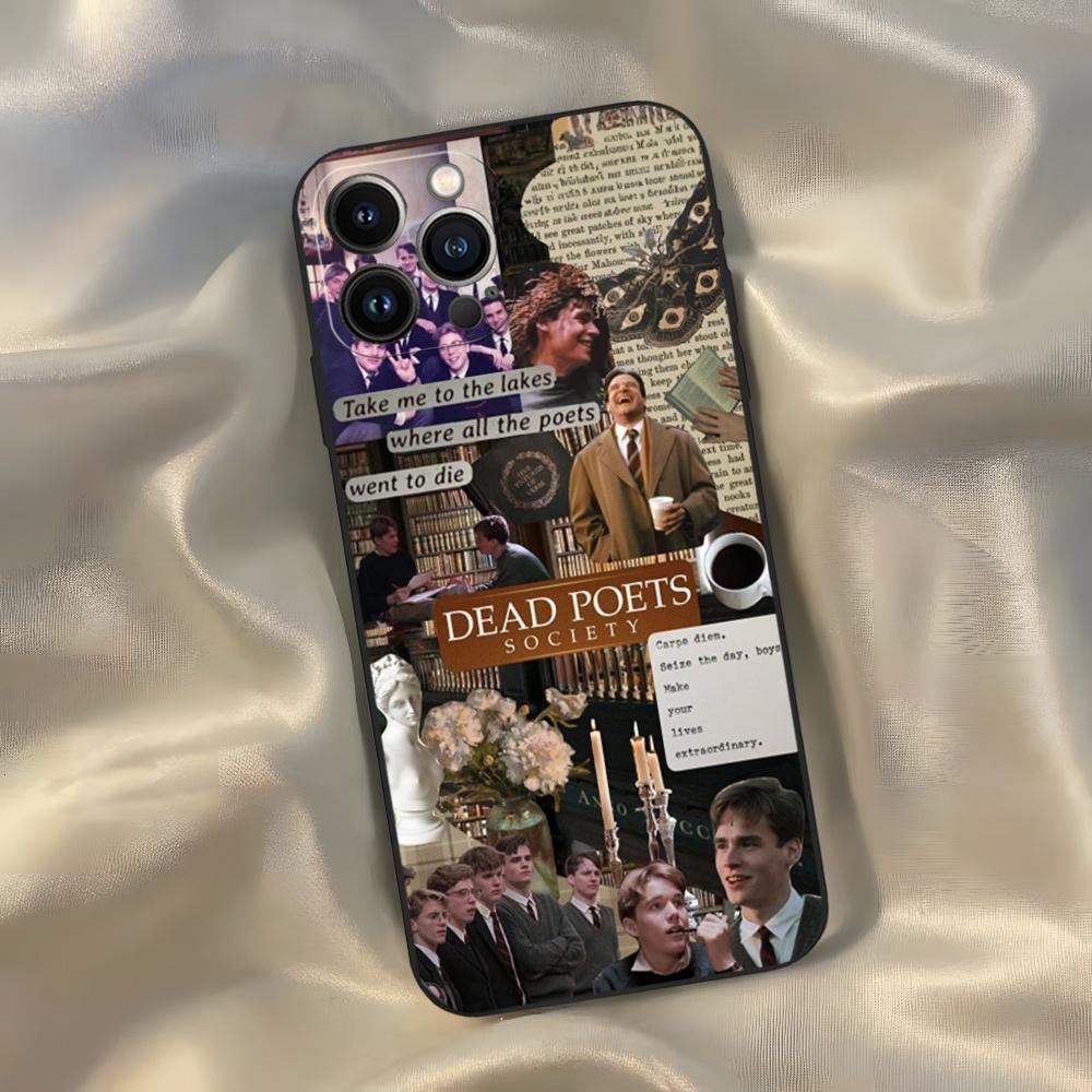 Чехол для телефона «Общество мертвых поэтов» для iPhone 16 15 14 13 12 11 Pro Max Xr X Xs Mini 8 Plus SE 2022 Черный Мягкий Силиконовый Чехол