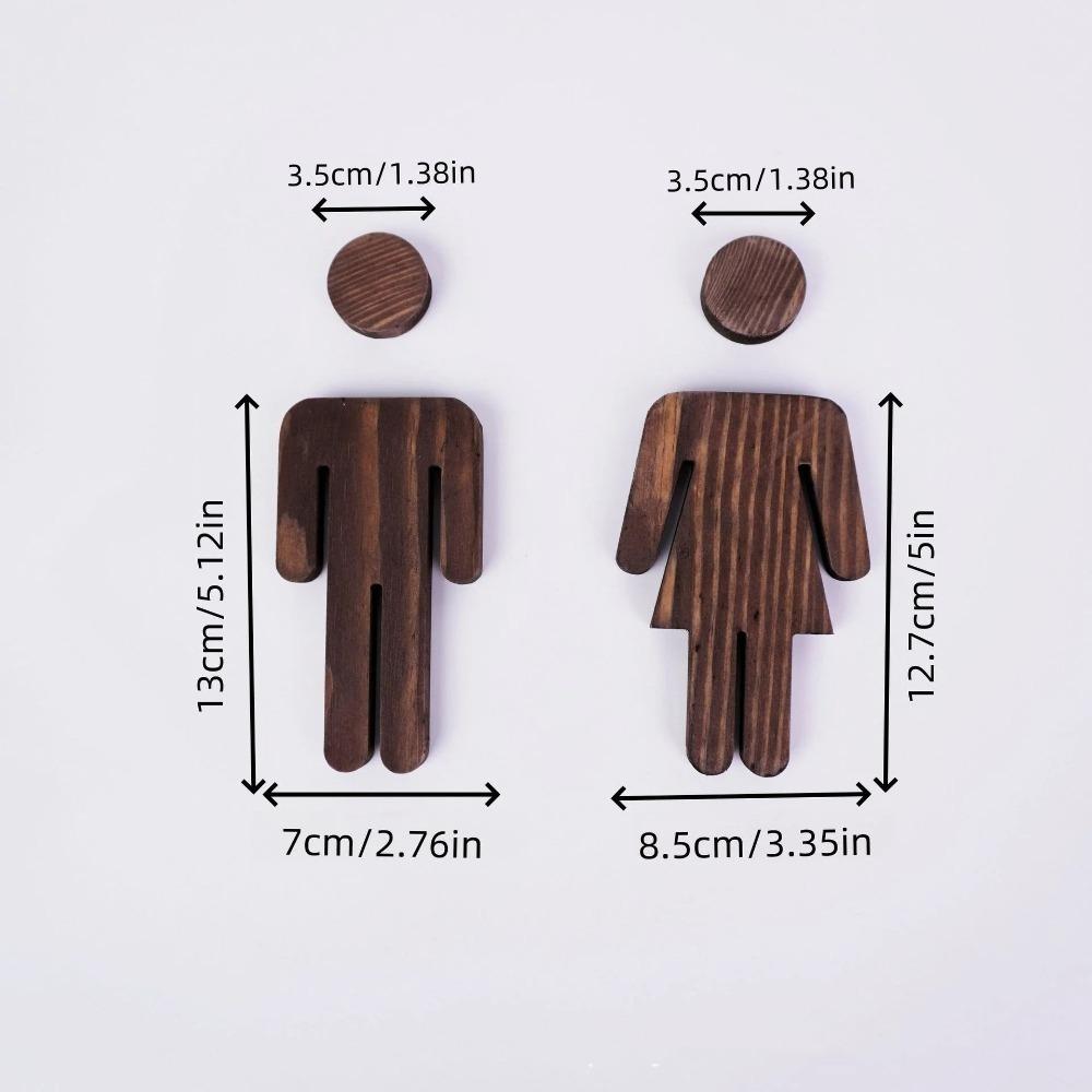 1 Pair Solid Wood Bathroom Sign Men's and Women's WC Door Sign Restroom Sign  Toilet Door Decoration
