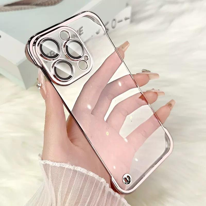 Подходит для iPhone17promax Гальванизированный Безрамочный Чехол для Мобильного Телефона Apple 16 Ультратонкий Прозрачный Защитный Чехол Пленка для Объектива