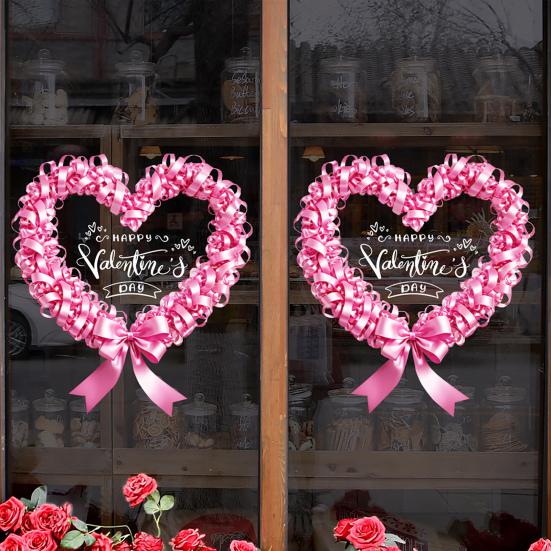 День Святого Валентина Наклейка на окно ПВХ Сердце Роза Форма Письма Любви Венок Съемная Водонепроницаемая Статическая Наклейка на Стекло