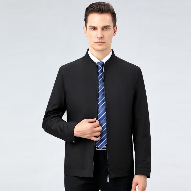 Jacket Men's Middle-aged Lapel Spring and Autumn Business Casual Middle-aged Dad Wear Administrative Civil Servant Jacket