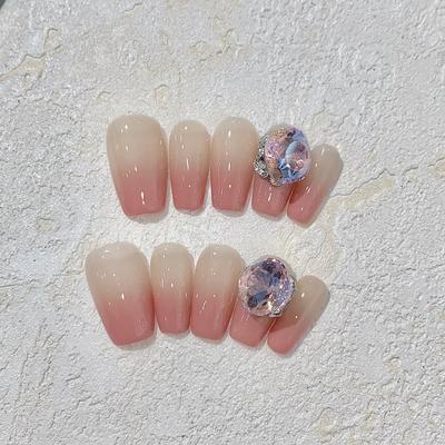 Ежедневный Простой Короткий Броня Натуральный Растушеванный Градиент Телесно-розовый Бриллиант