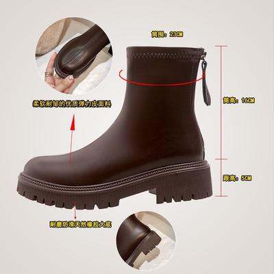 Кожаные короткие ботинки женские толстый каблук 2025 новые весенне-осенние эластичные тонкие ботинки одинарные ботинки толстая подошва британские ботинки Мартин