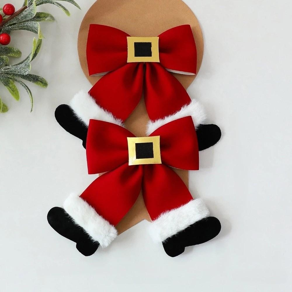 Red Santa Claus's Belt Velvet Christmas Tree Ornament Tree Wreaths Christmas Bows Home Decor