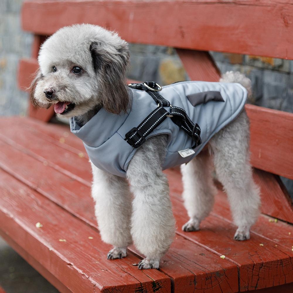 1pc Winter Warm Dog Coat Jacket with Harness Pet Outdoor Jacket Dog Autumn and Winter Clothes for Medium Small Dogs Cats