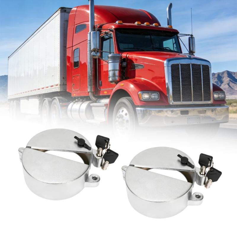 Pack Of 2 Secure Locking Fuel Tank Lids For Semi Trucks Designed For Multiple Class 8 Truck Models